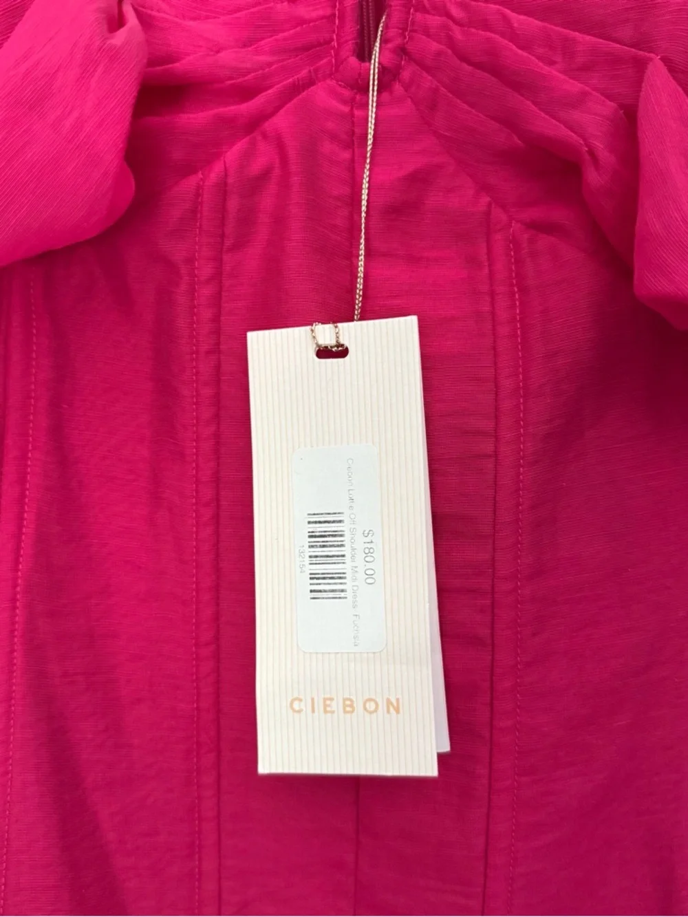 NWT CIEBON fuchsia pink magenta‎ sheer puff corset bustier midi sheer dress
